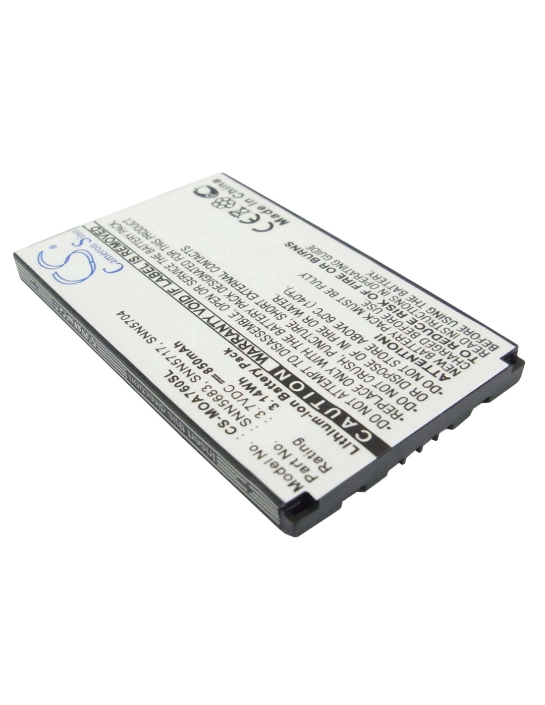 Battery for Motorola A760, V300, V400 3.7V, 850mAh - 3.15Wh