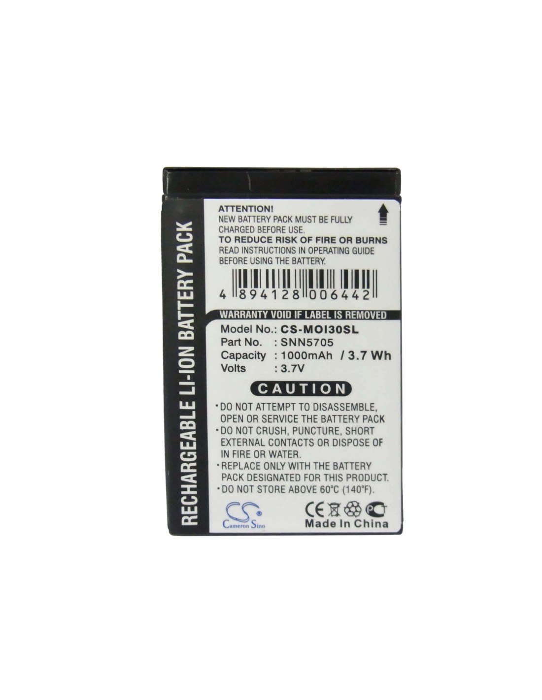 Battery for Motorola i870, i450, i415 3.7V, 1000mAh - 3.70Wh