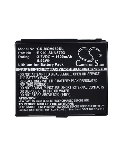 Battery for Motorola V950 Renegade, i296, i465 Clutch 3.7V, 1600mAh - 5.92Wh