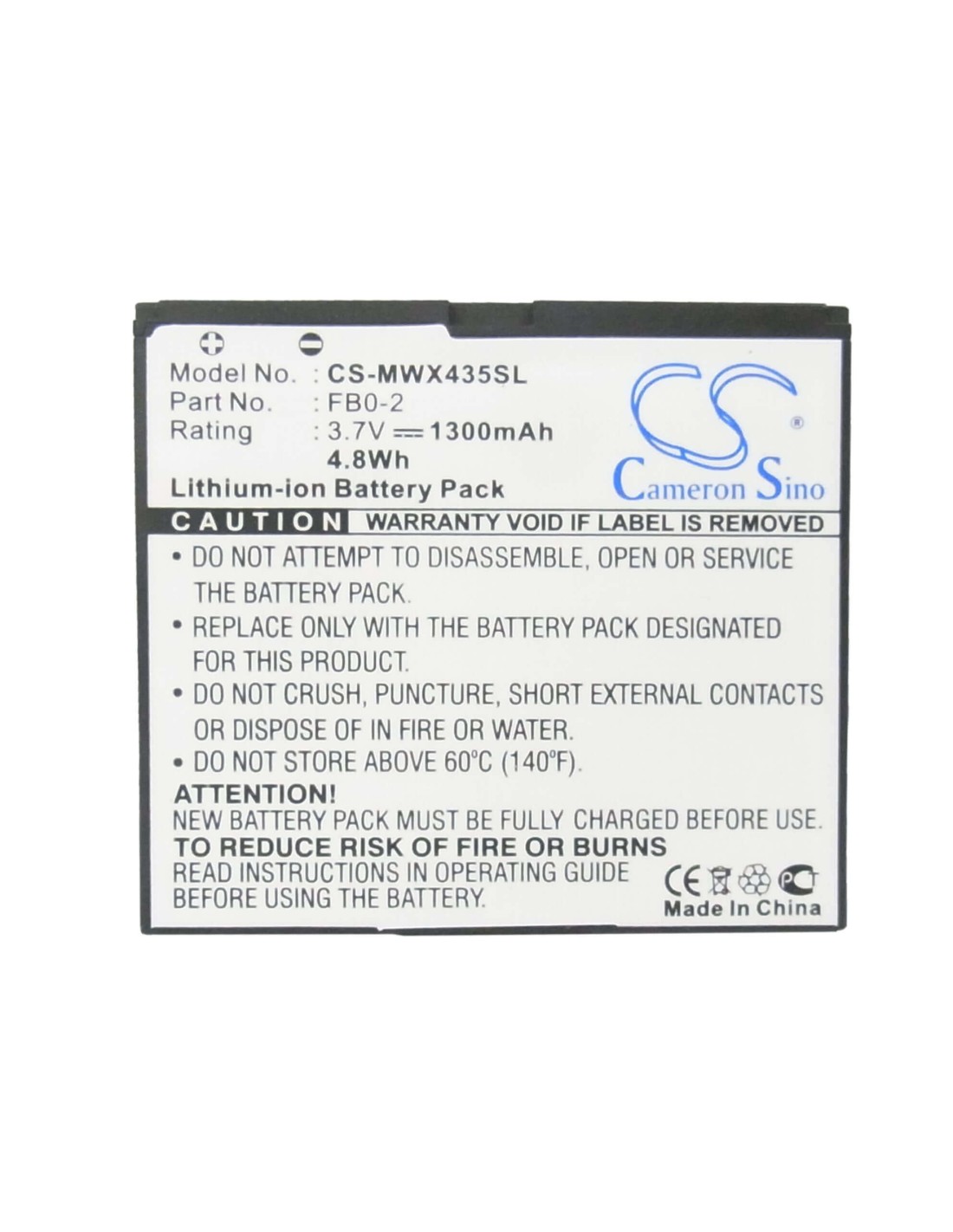 Battery for Motorola Triumph, WX435 3.7V, 1300mAh - 4.81Wh