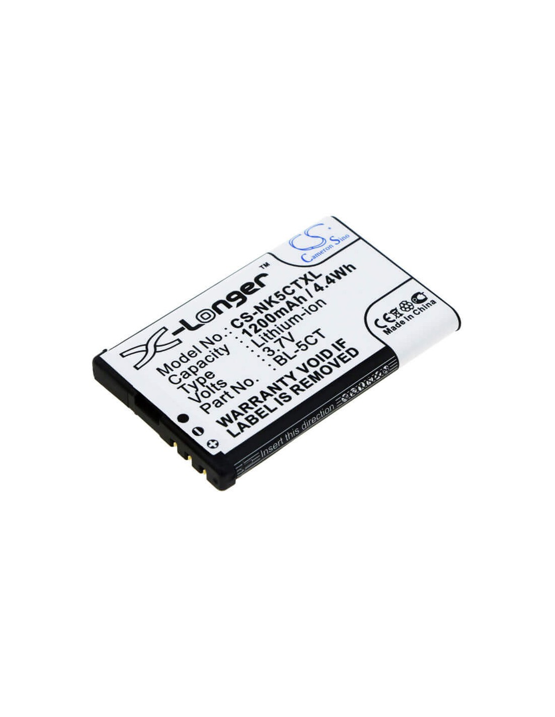 Battery for Nokia 5220 XpressMusic, 6730, 6303 classic 3.7V, 1200mAh - 4.44Wh