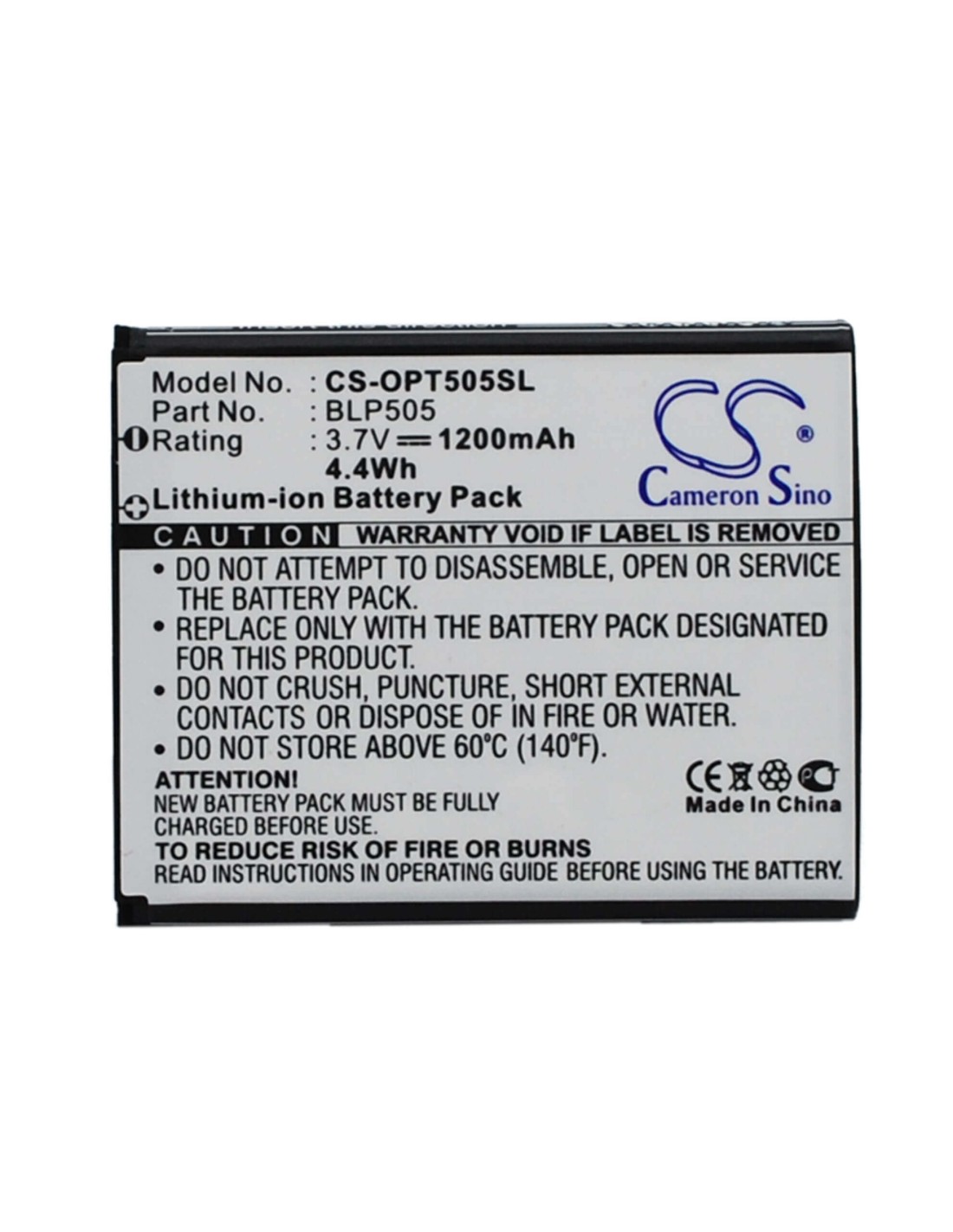 Battery for OPPO T9 3.7V, 1200mAh - 4.44Wh