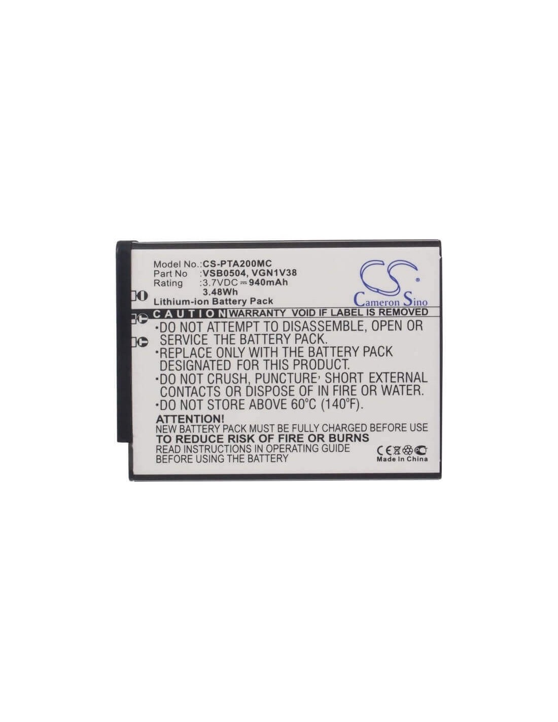 Battery for Panasonic HM-TA2, HM-TA20, HM-TA20D 3.7V, 940mAh - 3.48Wh