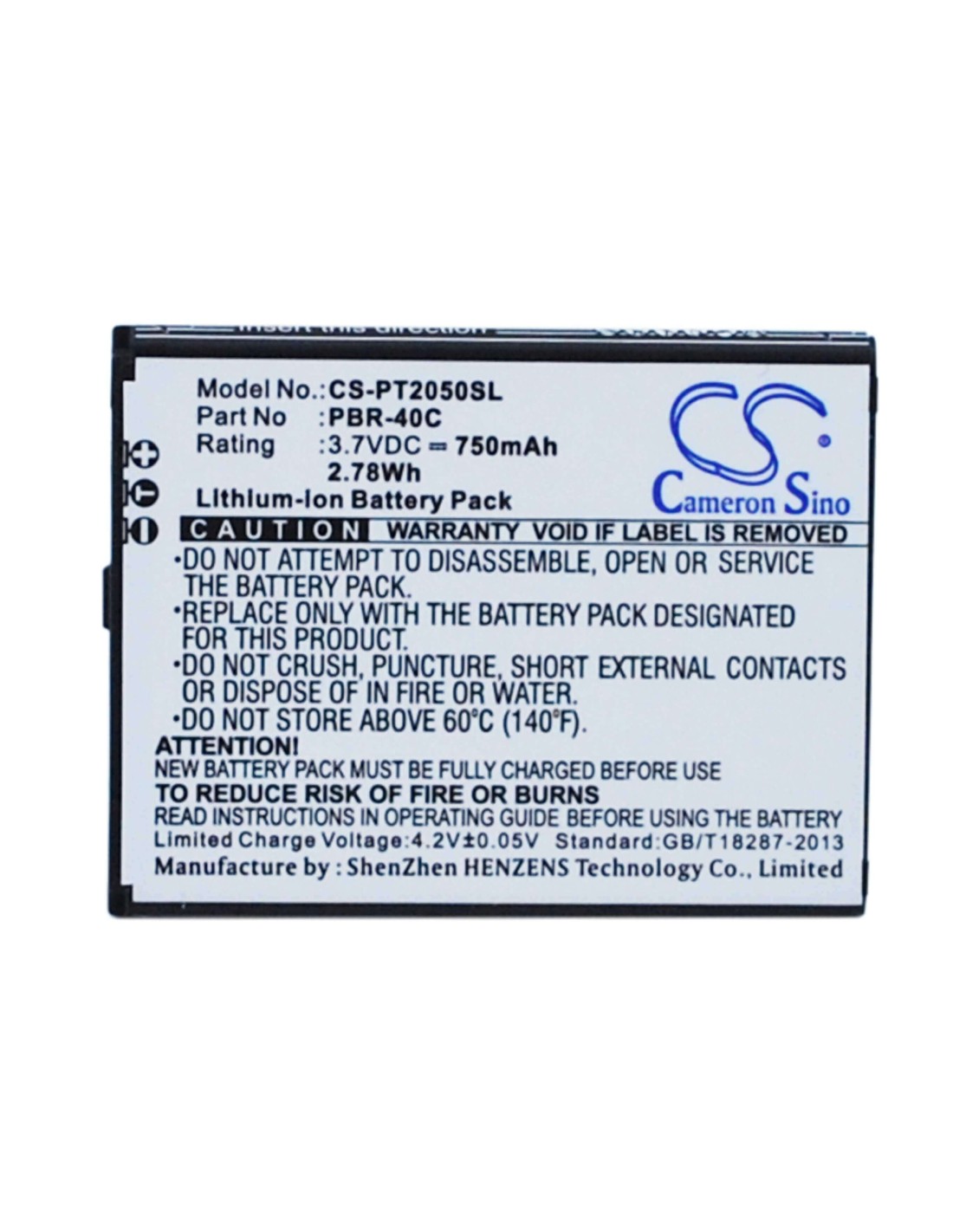 Battery for Pantech Breeze IV, Breeze 4, P2050 3.7V, 750mAh - 2.78Wh