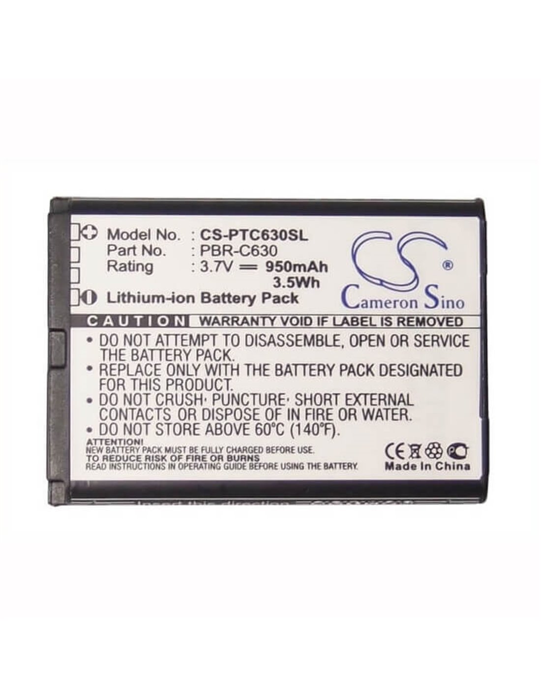 Battery for Pantech C630 3.7V, 950mAh - 3.52Wh