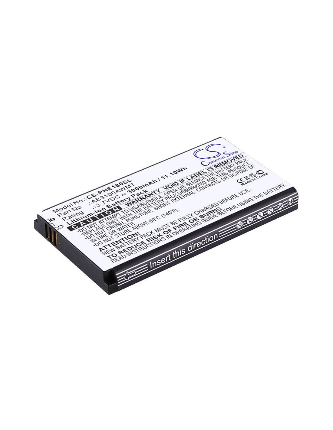 Battery for Philips Xenium E180, CTE180BK, CTE180BK/00 3.7V, 3000mAh - 11.10Wh