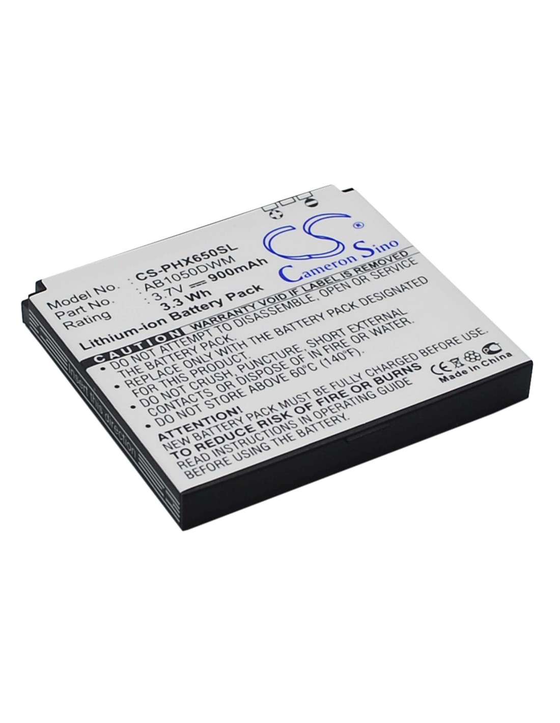 Battery for Philips Xenium X810, Xenium X650, Xenium X510 3.7V, 900mAh - 3.33Wh