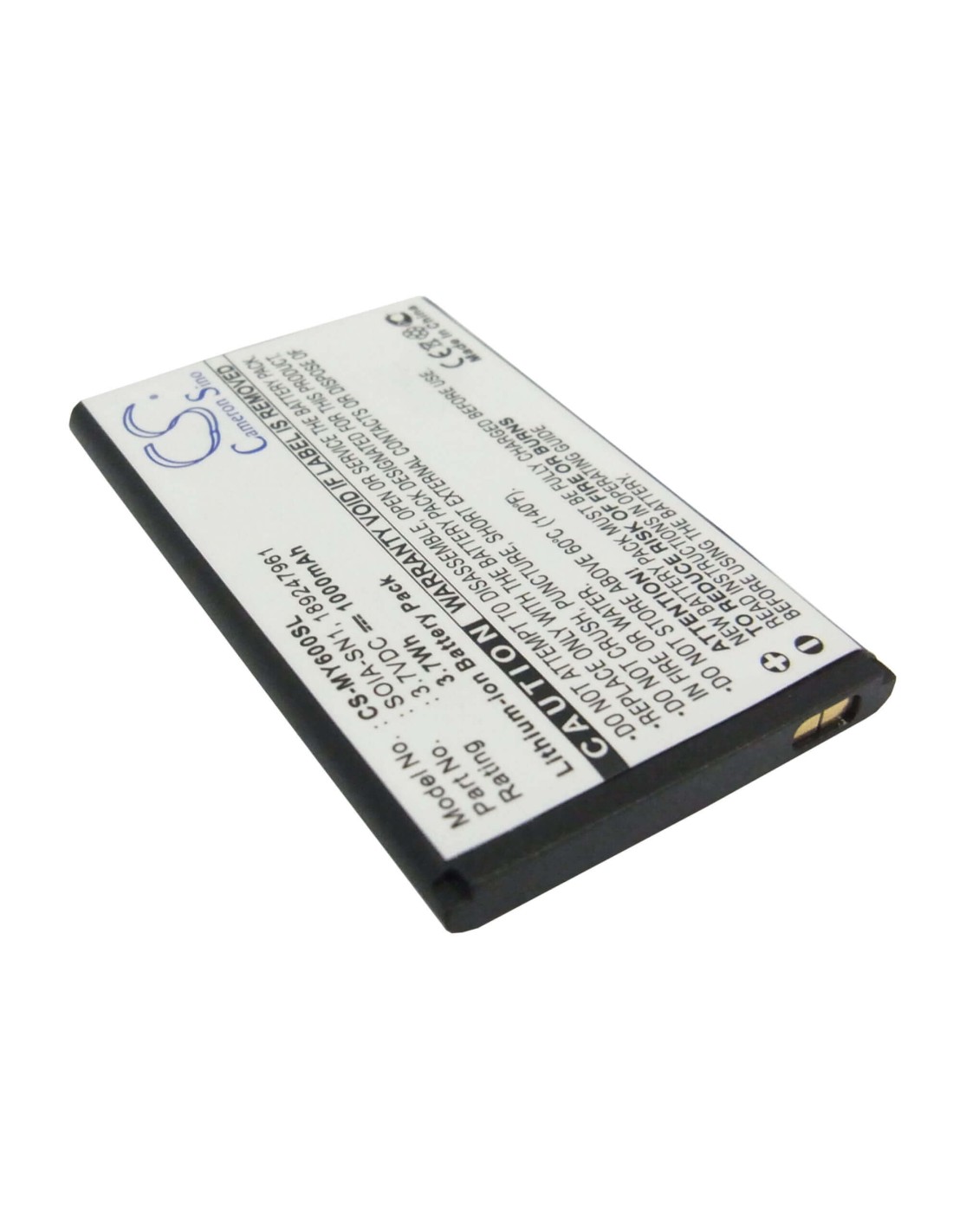 Battery for Sagem MY600x, MY600v, MY800x 3.7V, 1000mAh - 3.70Wh