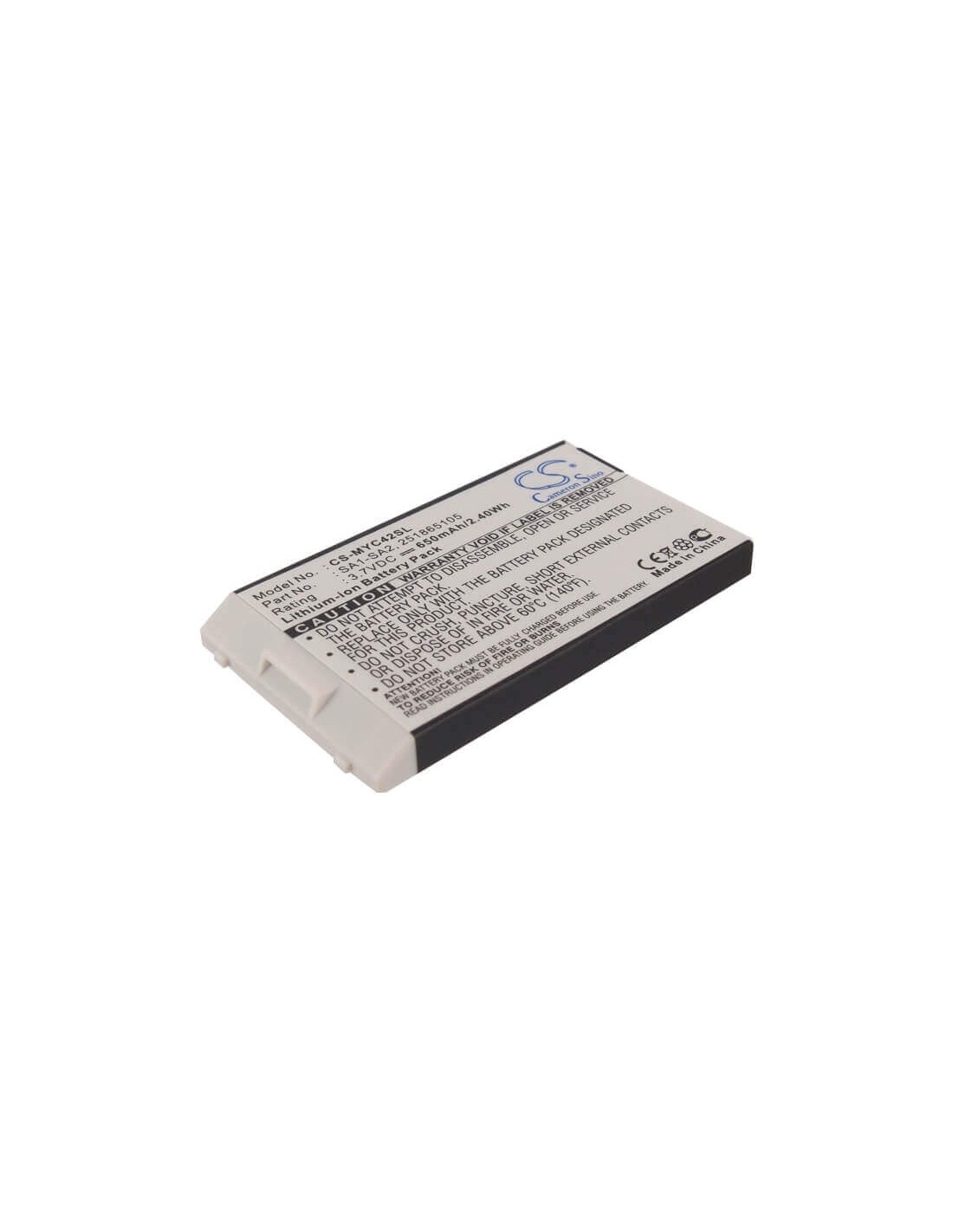 Battery for Sagem MYC4-2, MYC42, MY-C3-2 3.7V, 650mAh - 2.41Wh
