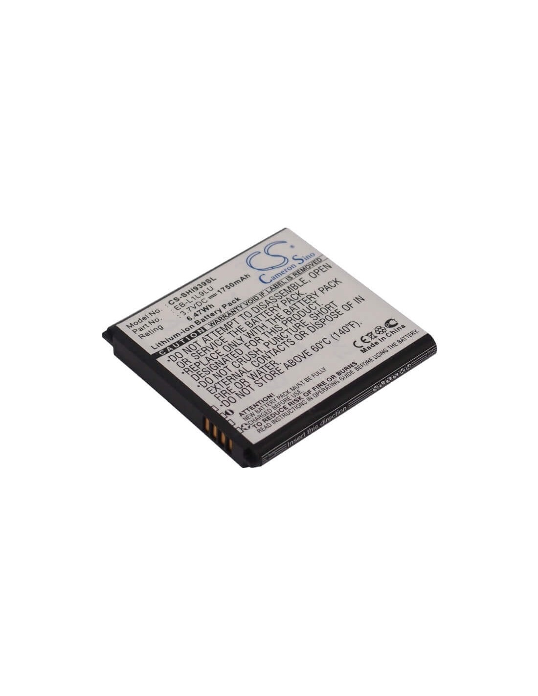 Battery for Samsung SCH-I939D, Galaxy S3 Duos 3.7V, 1750mAh - 6.48Wh