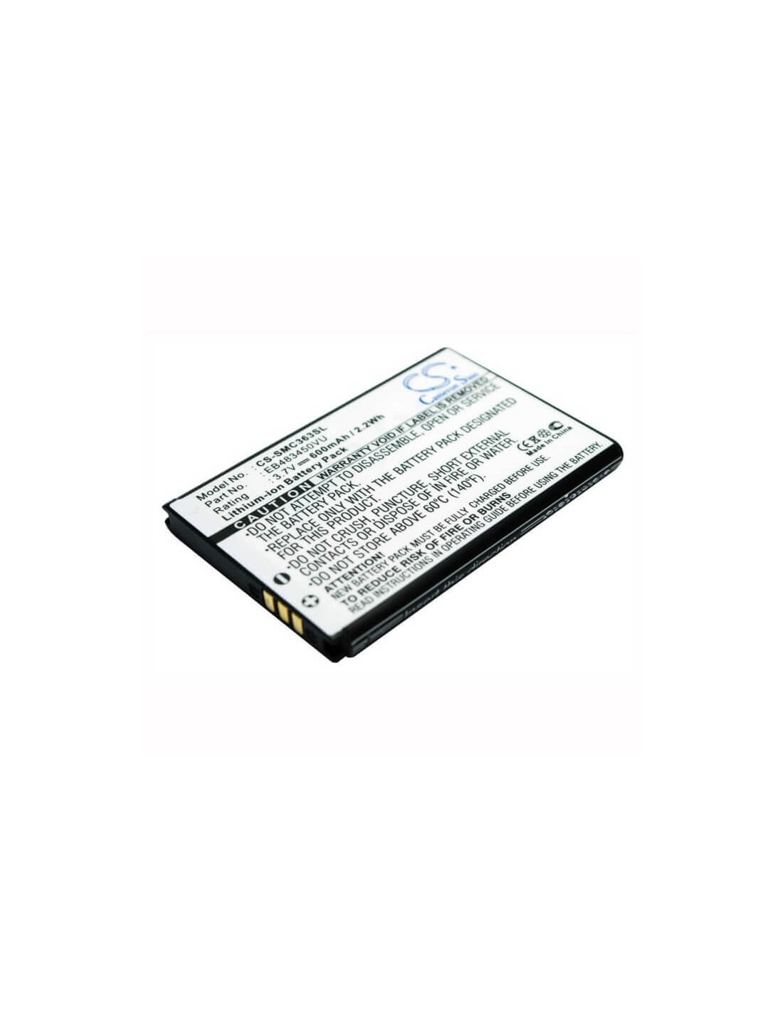 Battery for Samsung GT-C3630, GT-C3630C, GT-S5350 3.7V, 600mAh - 2.22Wh