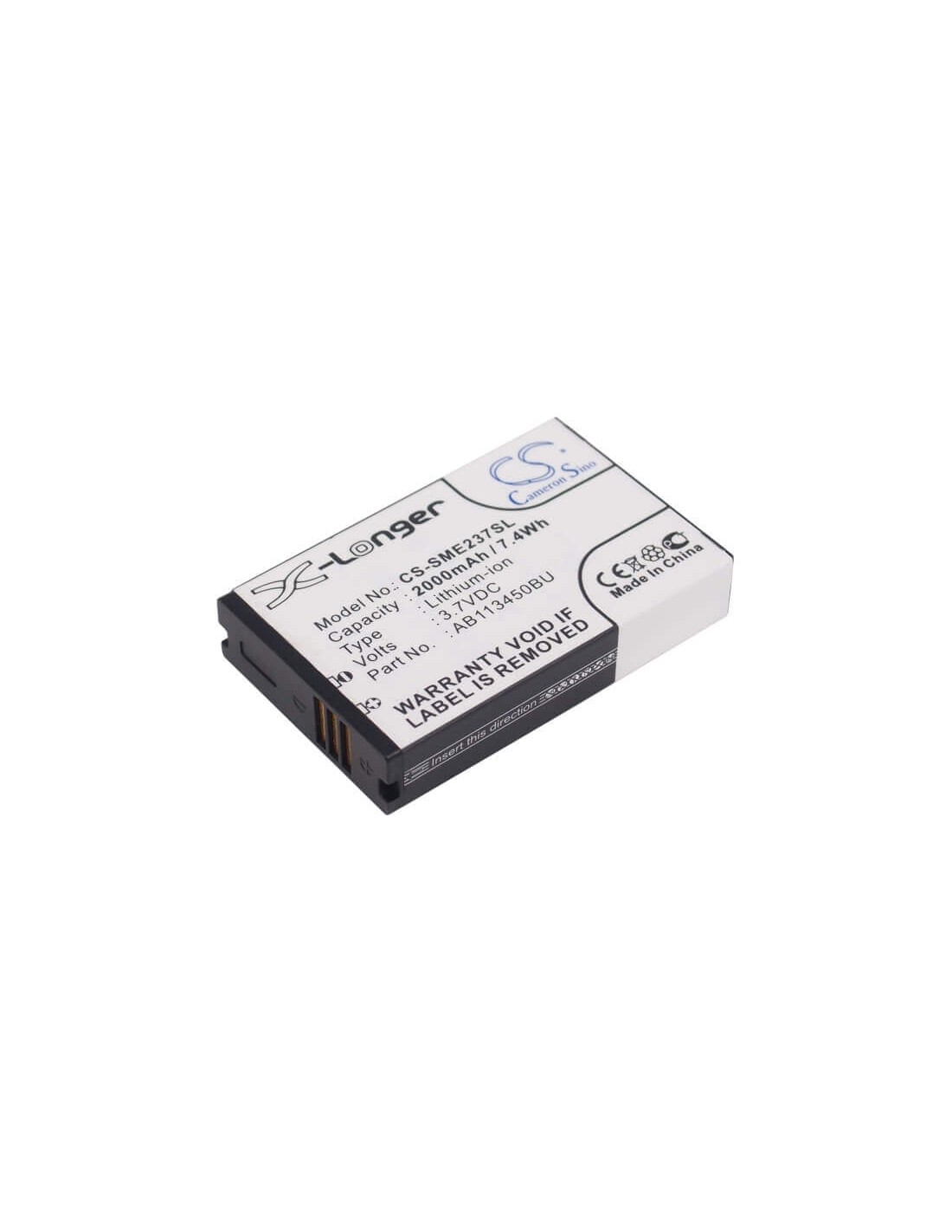 Battery for Samsung GT-E2370, E2370 Solid, Xcover E2370 3.7V, 2000mAh - 7.40Wh
