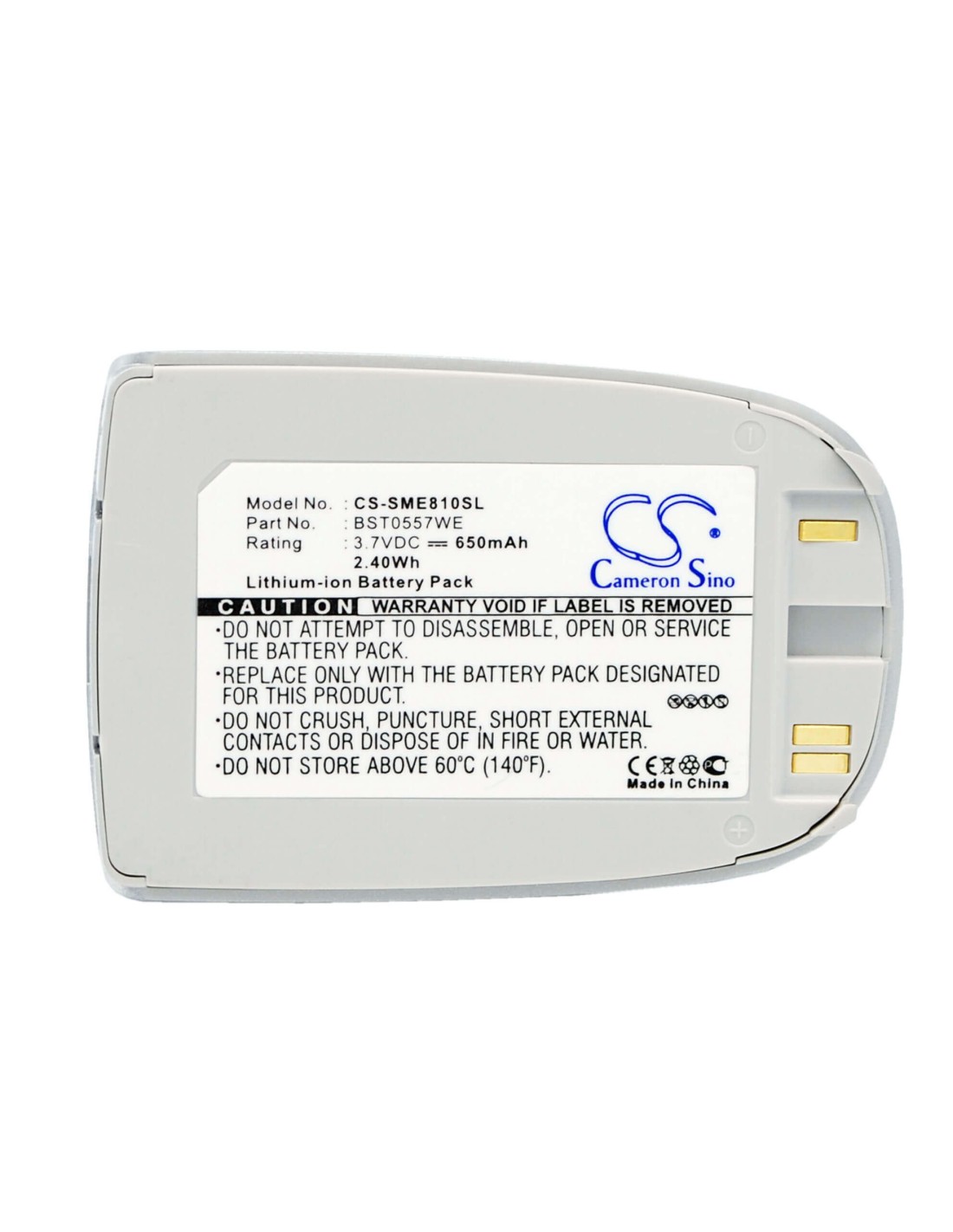 Battery for Samsung SGH-E810, SGH-E815, SGH-E818 3.7V, 650mAh 2.41Wh - 2.41Wh