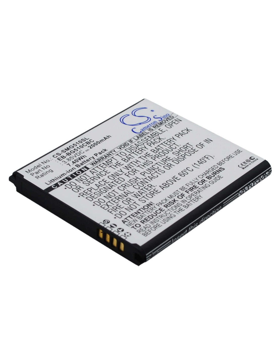 Battery for Samsung Galaxy Core Max, SM-G5109, Galaxy Core Max Duos 3.85V, 2000mAh - 7.70Wh