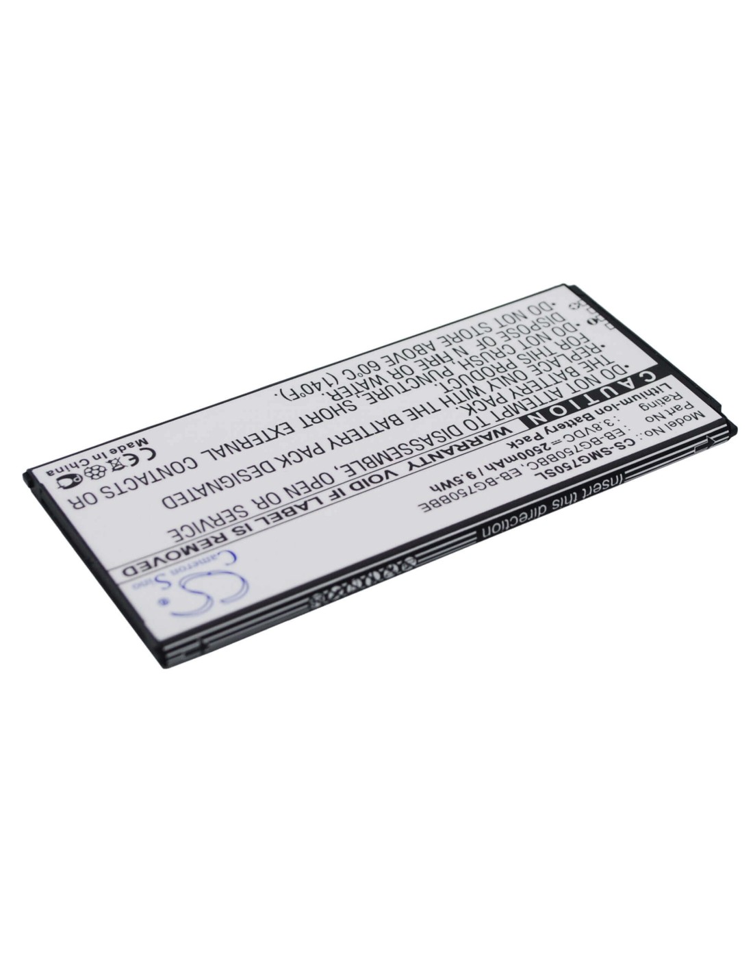 Battery for Samsung SM-G750, SM-G750A, SM-G750F 3.8V, 2500mAh - 9.50Wh