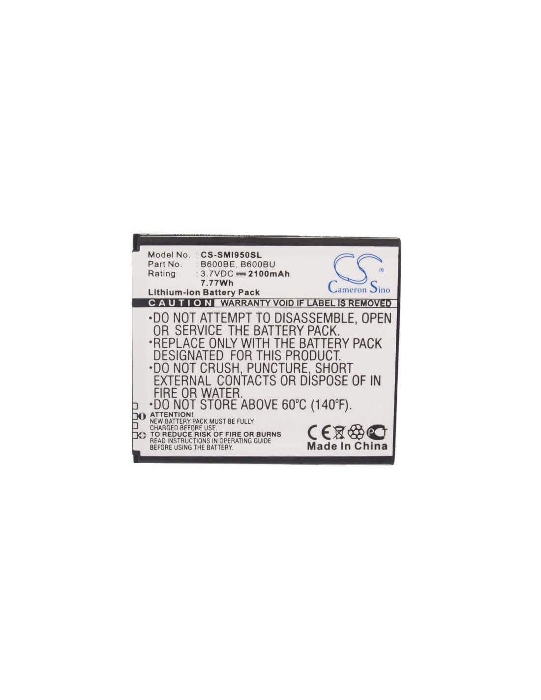 Battery for Samsung Galaxy S4, Galaxy S4 LTE, GT-I9500 3.7V, 2100mAh - 7.77Wh