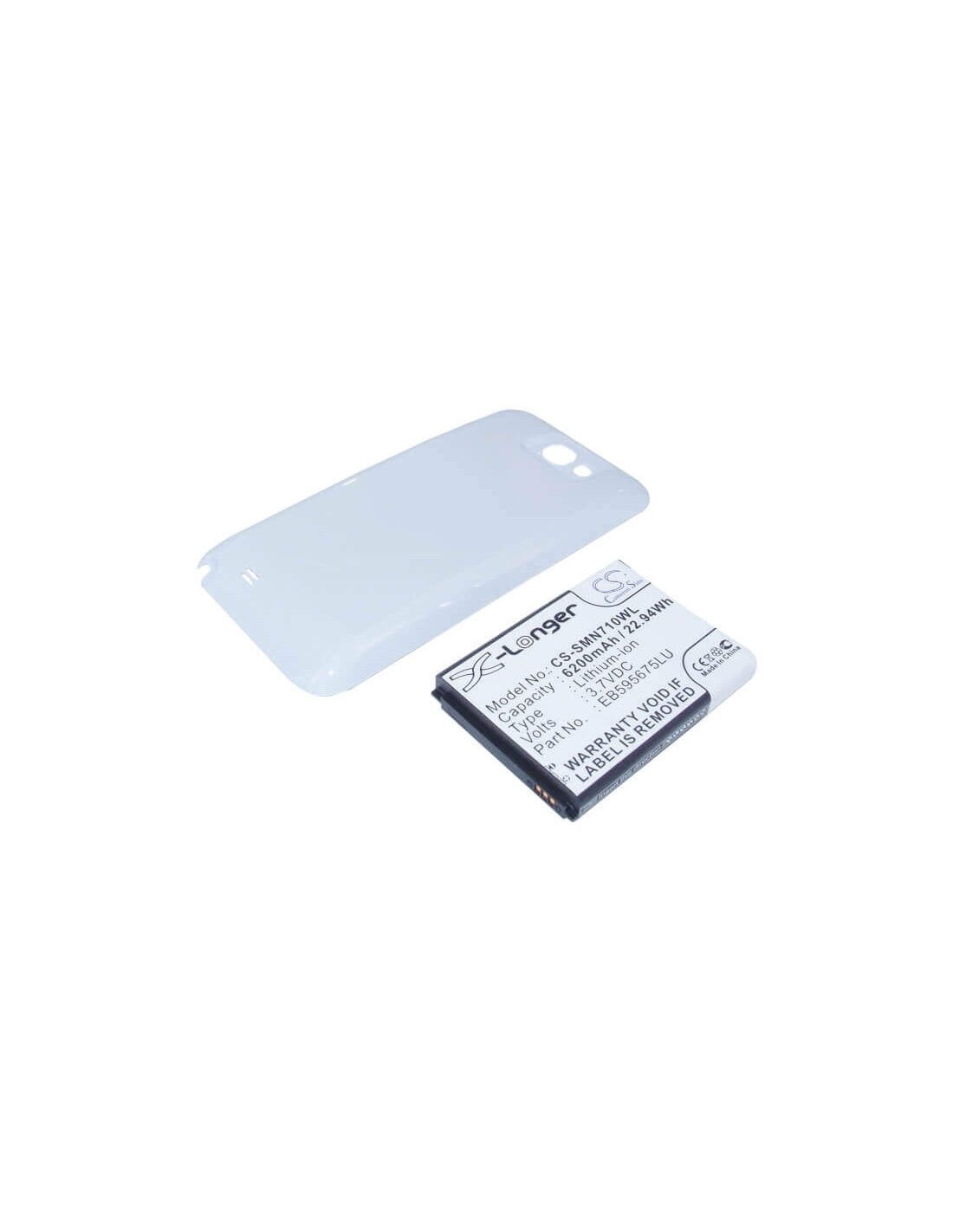 Battery for Samsung GT-N7100, GT-N7105, Galaxy Note II LTE 32GB white back cover 3.7V, 6200mAh - 22.94Wh