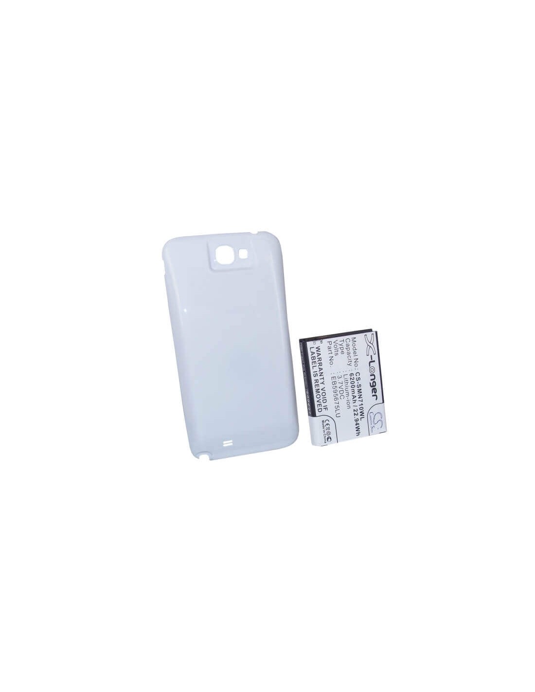 Battery for Samsung GT-N7100, GT-N7105, Galaxy Note II LTE 32GB white back cover 3.7V, 6200mAh - 22.94Wh
