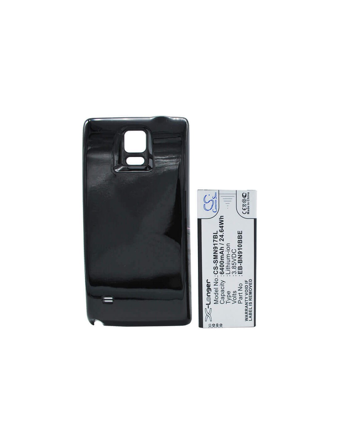 Battery for Samsung Galaxy Note 4, SM-N910W8, SM-N910R4 with black back cover 3.85V, 6400mAh - 24.64Wh