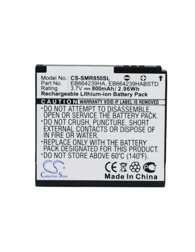 Battery for Samsung SCH-R850, Caliber R850, Suede R710 3.7V, 800mAh - 2.96Wh