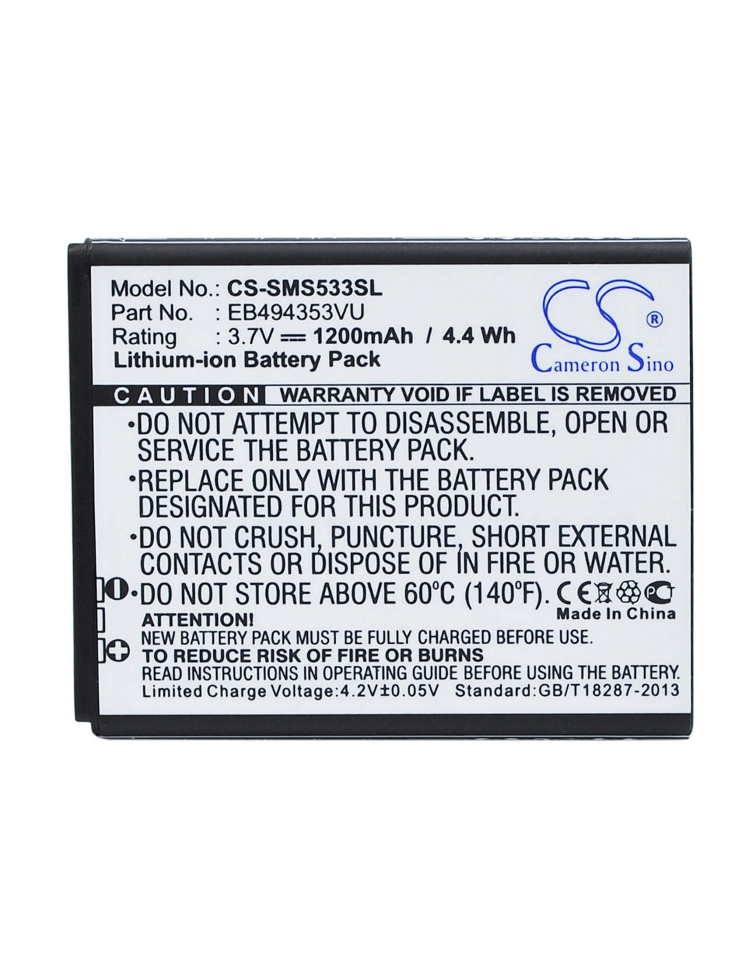 Battery for Samsung GT-S5570, Galaxy Mini, GT-S5250 3.7V, 1200mAh - 4.44Wh