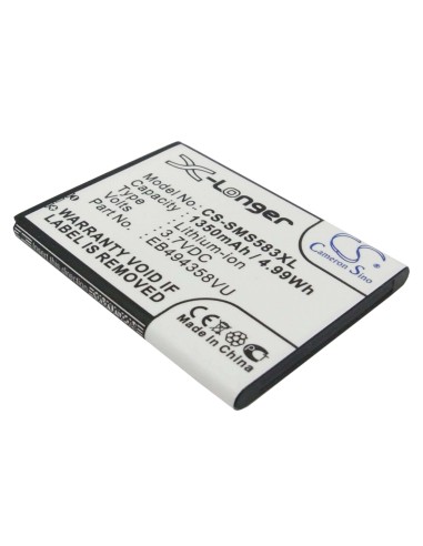 Battery for Samsung GT-S5830, GT-S5830T, GT-S5830T Galaxy S Mini 3.7V, 1350mAh - 5.00Wh