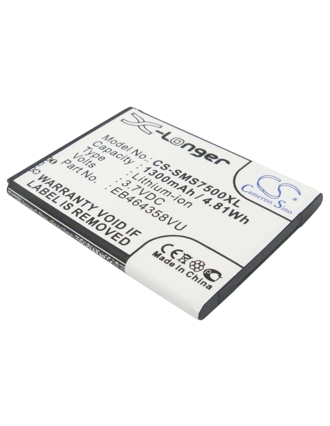 Battery for Samsung GT-S7500, Galaxy Ace Plus, GT-S6500 3.7V, 1300mAh - 4.81Wh