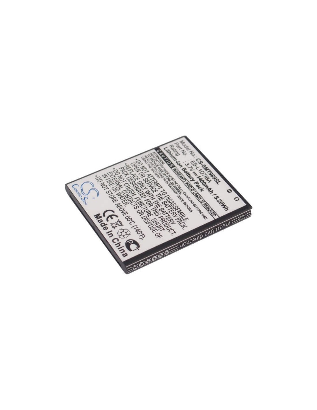 Battery for Samsung Galaxy S Hercules, SGH-T989, Skyrocket 3.7V, 1400mAh - 5.18Wh