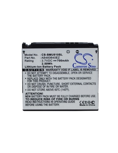 Battery for Samsung SCH-U650 Sway, SCH-U810 Renown, Sway U650 3.7V, 700mAh - 2.59Wh