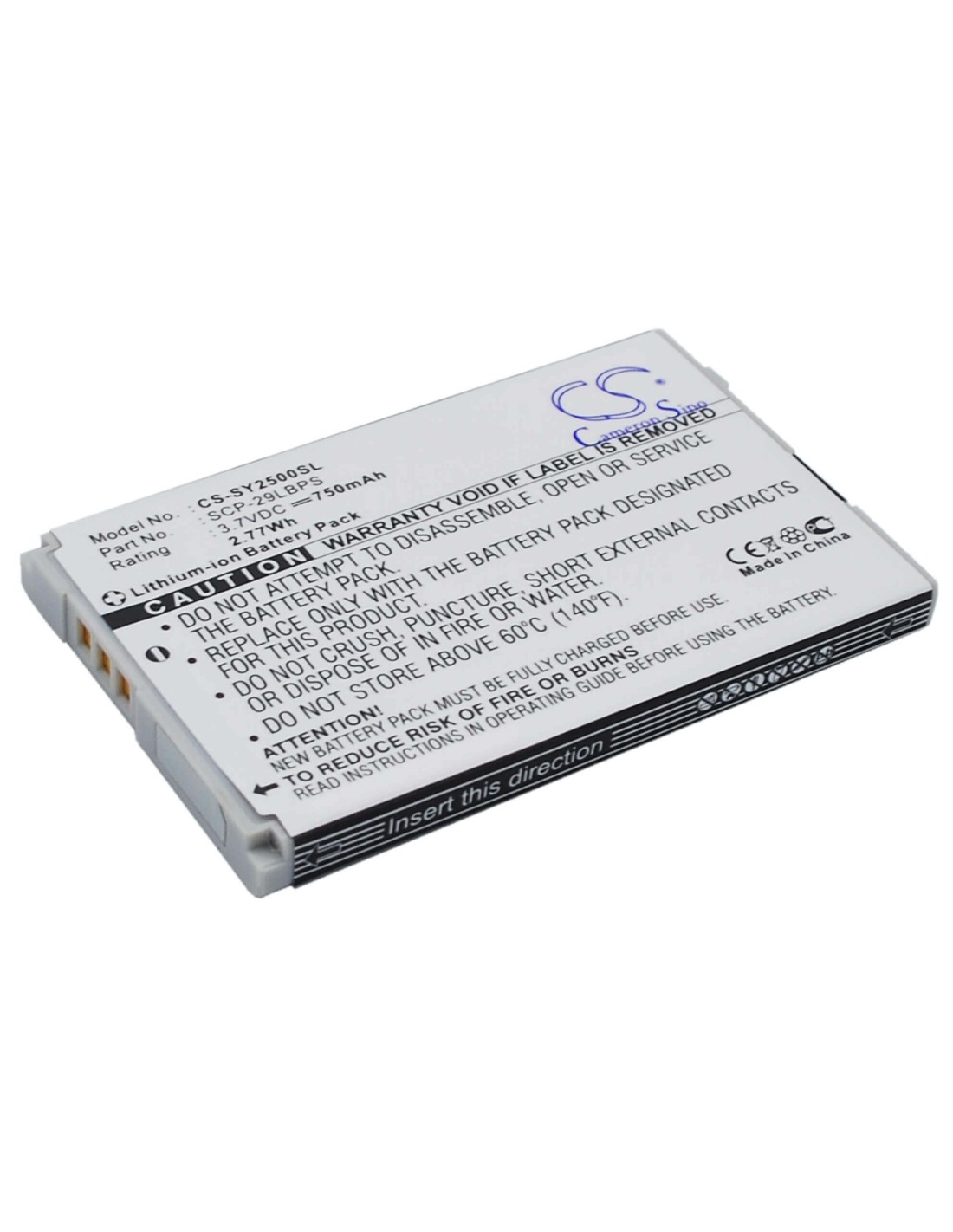 Battery for Sanyo SCP-2500, S1 3.7V, 750mAh - 2.78Wh