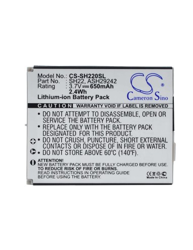 Battery for Sharp SH-06A, SH-07A 3.7V, 650mAh - 2.41Wh