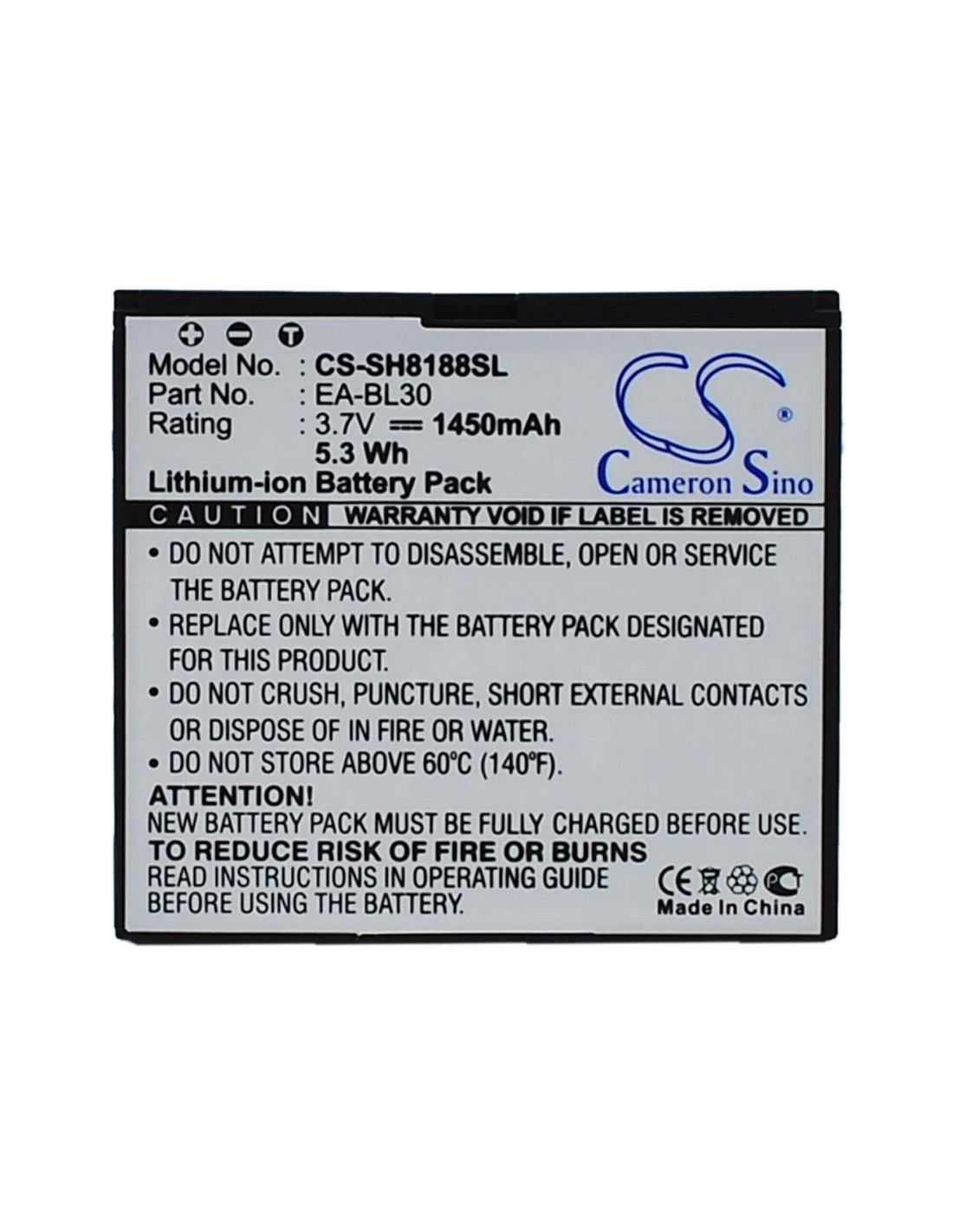 Battery for Sharp SH8188U 3.7V, 1450mAh - 5.37Wh