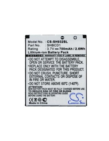 Battery for Sharp 932SH 3.7V, 700mAh - 2.59Wh