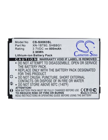 Battery for Sharp SX663, 920SH, SX862 3.7V, 800mAh - 2.96Wh