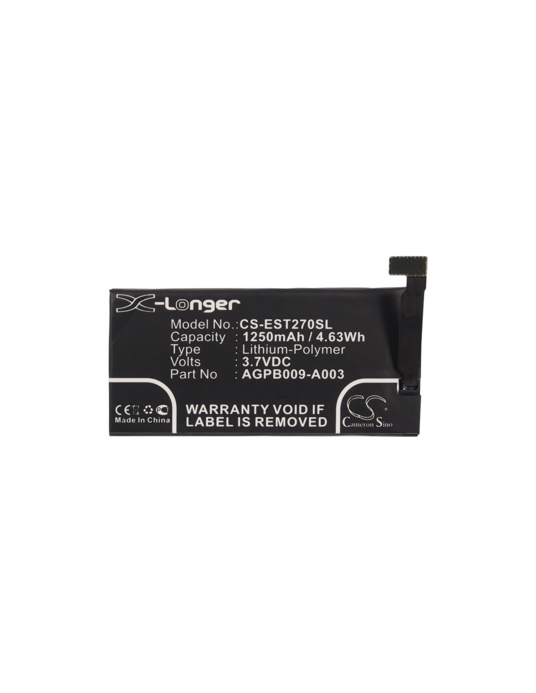 Battery for Sony Ericsson Xperia ST27, ST27i, Lotus 3.7V, 1250mAh - 4.63Wh