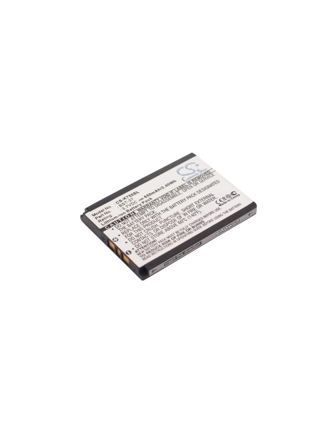 Battery for Sony Ericsson K750, D750, D750i 3.7V, 650mAh - 2.41Wh