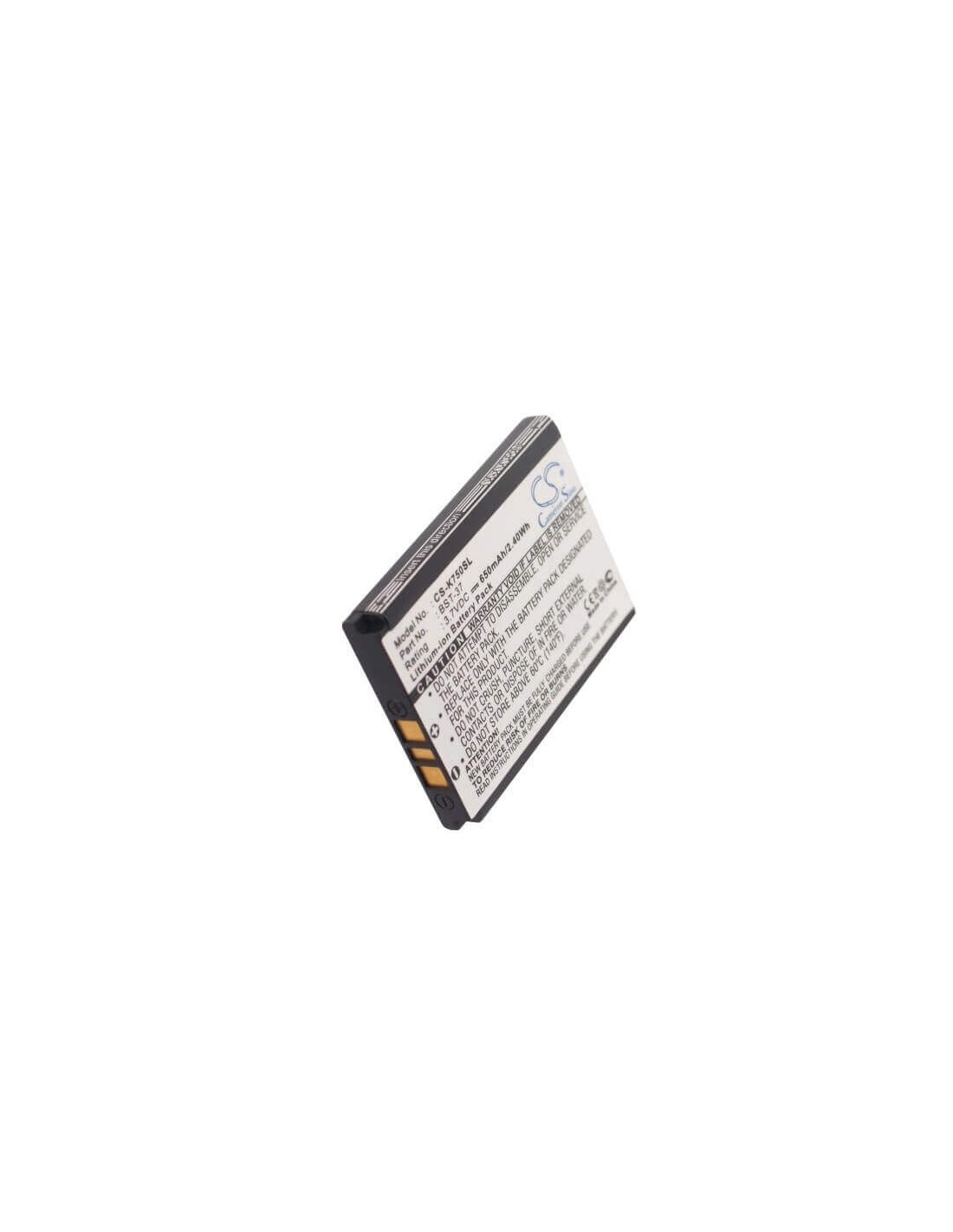 Battery for Sony Ericsson K750, D750, D750i 3.7V, 650mAh - 2.41Wh