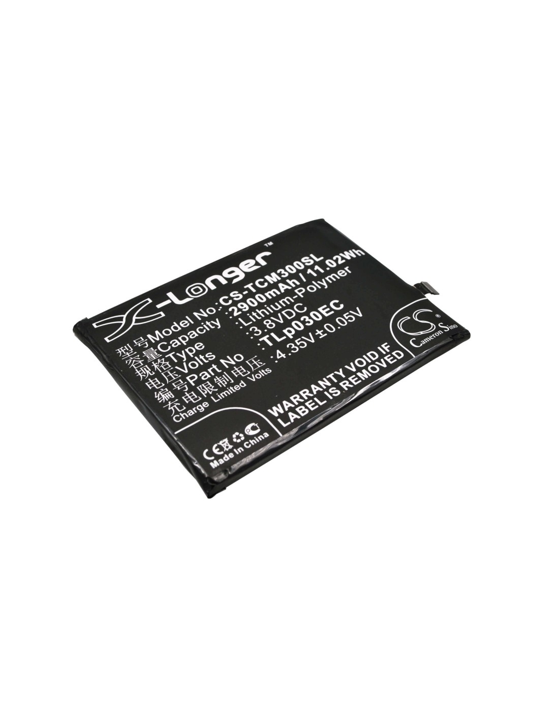Battery for TCL 3S, M3G 3.8V, 2900mAh - 11.02Wh