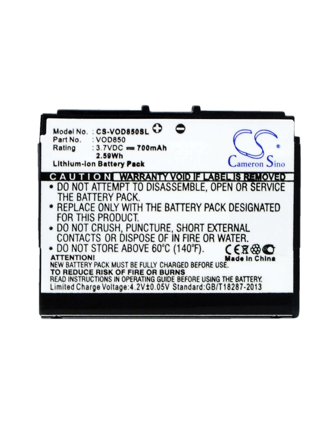 Battery for Vodafone 850, VF850 3.7V, 700mAh - 2.59Wh