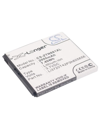 Battery for ZTE N881F, U819, V965 3.7V, 2000mAh - 7.40Wh