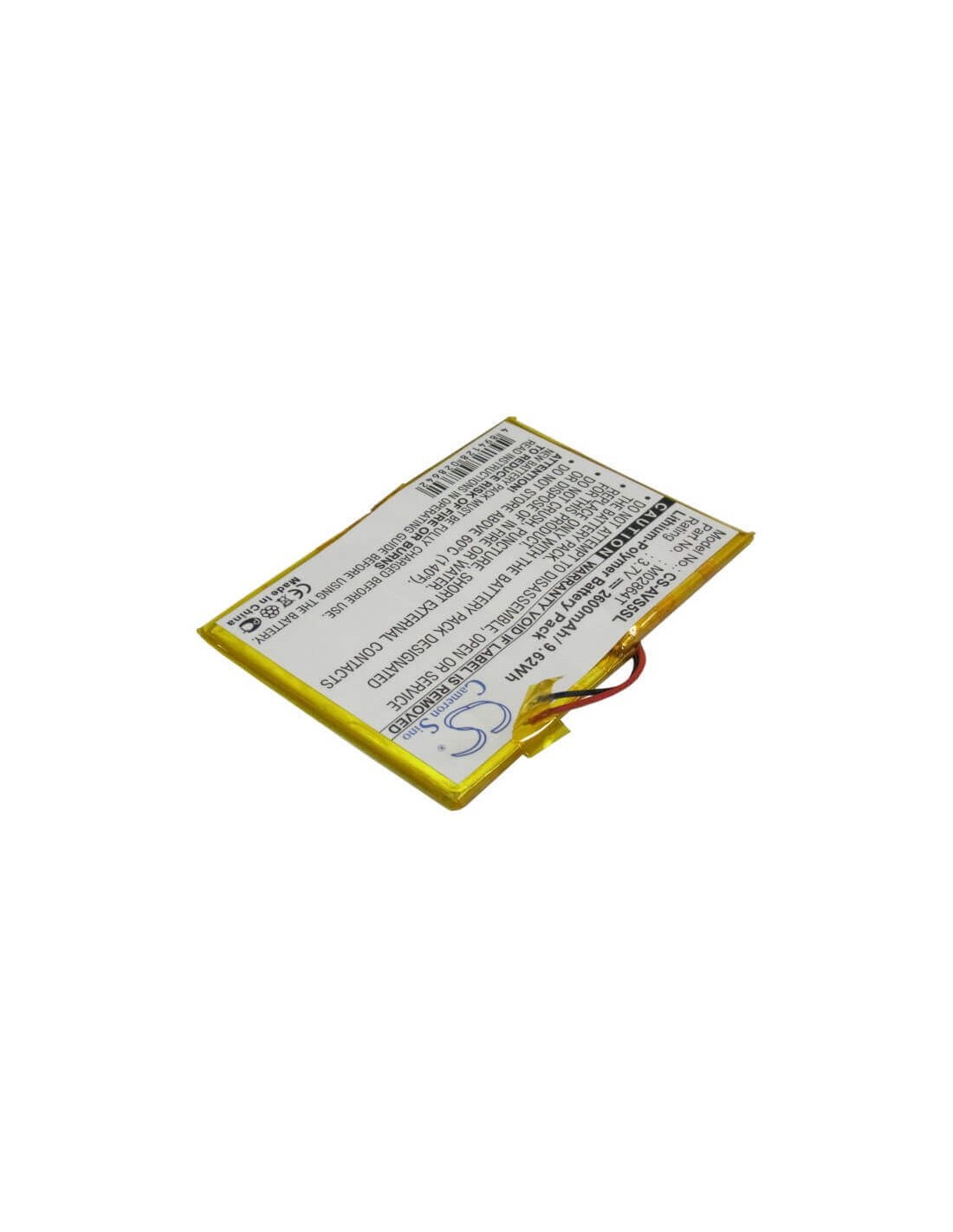 Battery for Archos 5 60gb 3.7V, 2600mAh - 9.62Wh