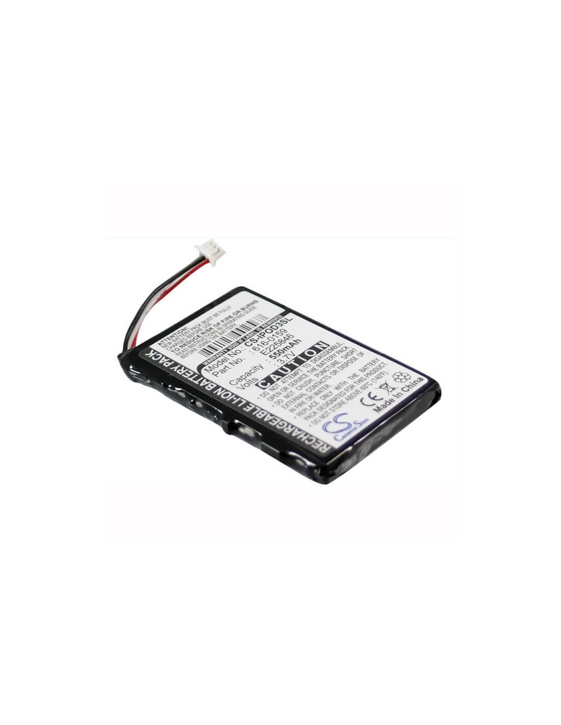 Battery for Apple Ipod 3th Generation, Ipod 20gb M9244ll/a, Ipod 15gb M9460ll/a 3.7V, 550mAh - 2.04Wh