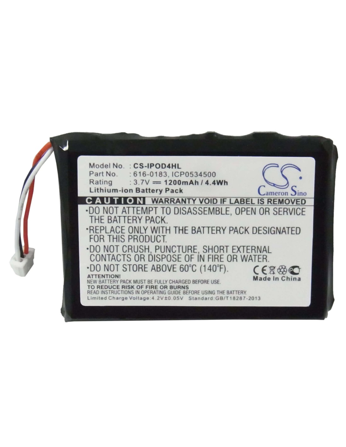 Battery for Apple Ipod 4th Generatio, Ipod Photo, Photo 40gb M9585zr/a 3.7V, 1200mAh - 4.44Wh