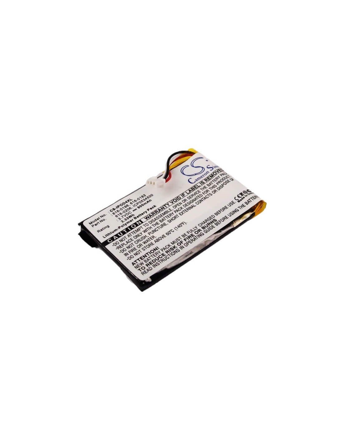 Battery for Apple Ipod 4th Generation, Ipod Photo, Photo 40gb M9585zr/a 3.7V, 900mAh - 3.33Wh