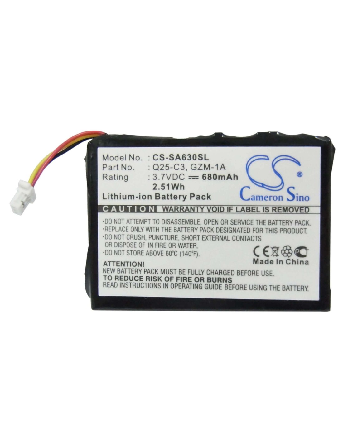 Battery for Philips Gogear Hdd6330 30gb 3.7V, 680mAh - 2.52Wh
