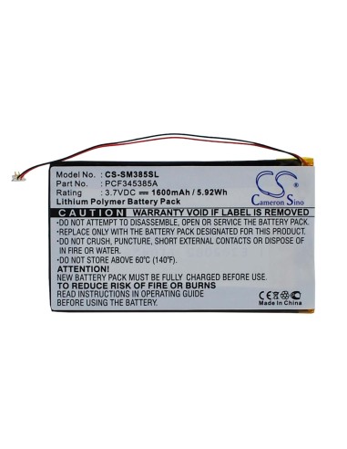 Battery for Samsung Napster Mp3 Player, Yp106g, Pmpsgy910 3.7V, 1600mAh - 5.92Wh