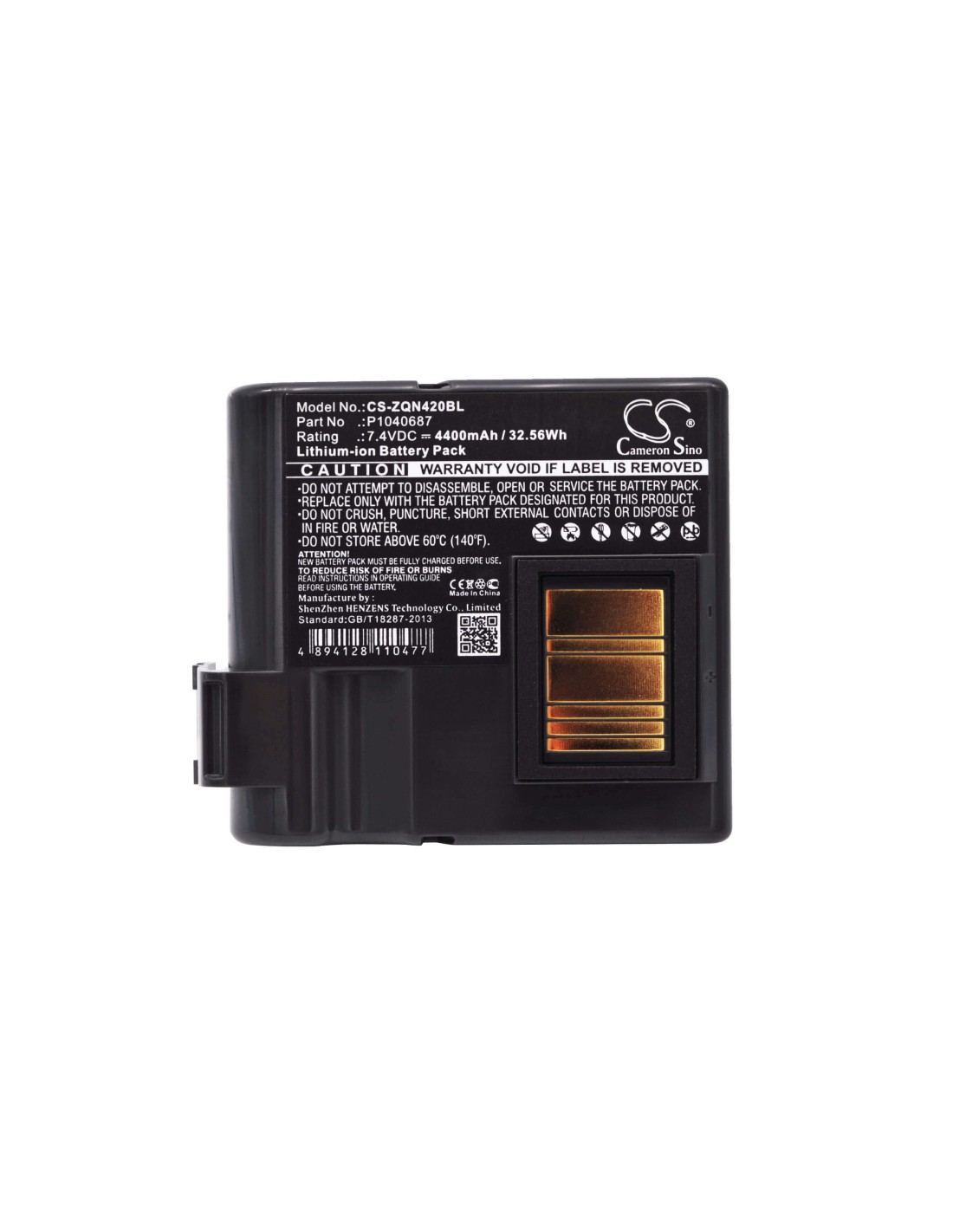 Battery for Zebra Qln420 7.4V, 4400mAh - 32.56Wh