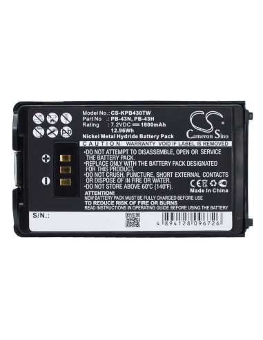Battery for Kenwood Th-k2at, Th-k4at, Th-k2e 7.2V, 1800mAh - 12.96Wh