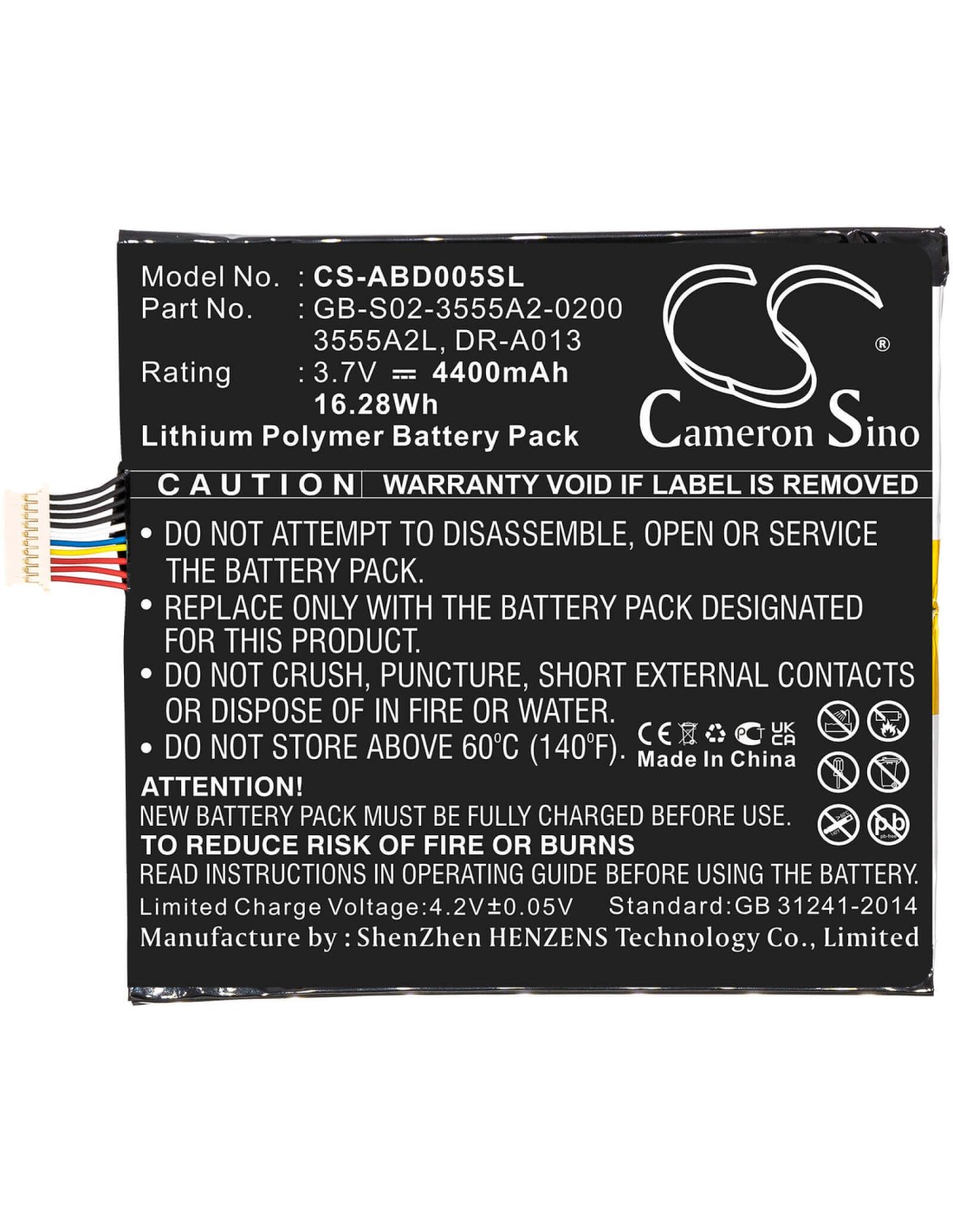 Battery for Amazon Kindle Fire, D01400 3.7V, 4400mAh - 16.28Wh