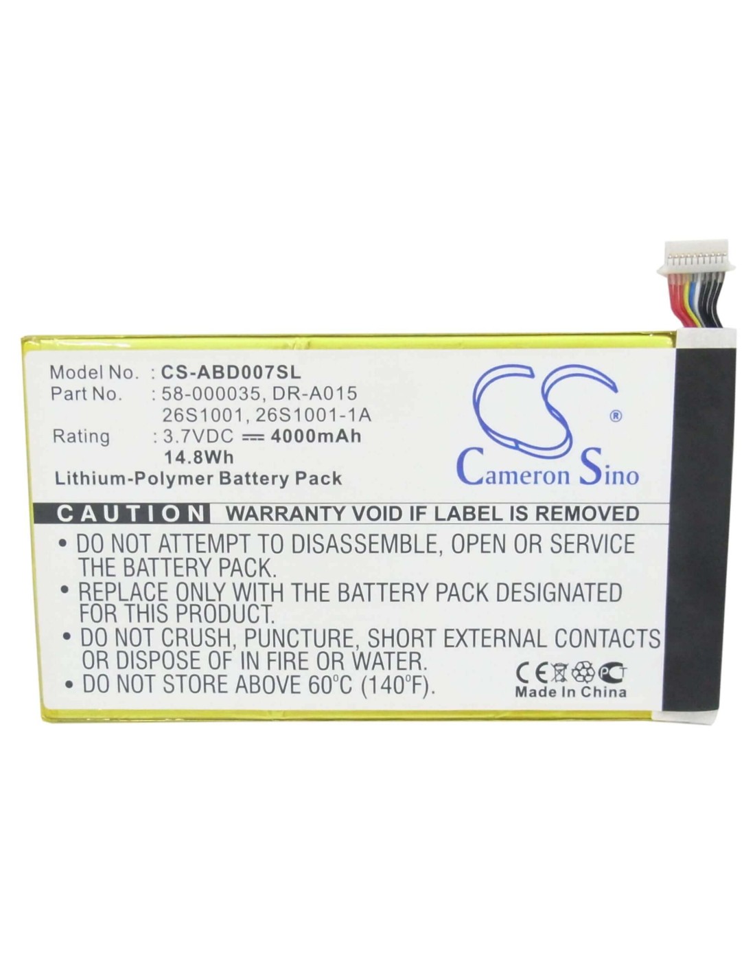 Battery for Amazon Kindle Fire Hd, Kindle Fire 7 Inch, X43z60 3.7V, 4000mAh - 14.80Wh